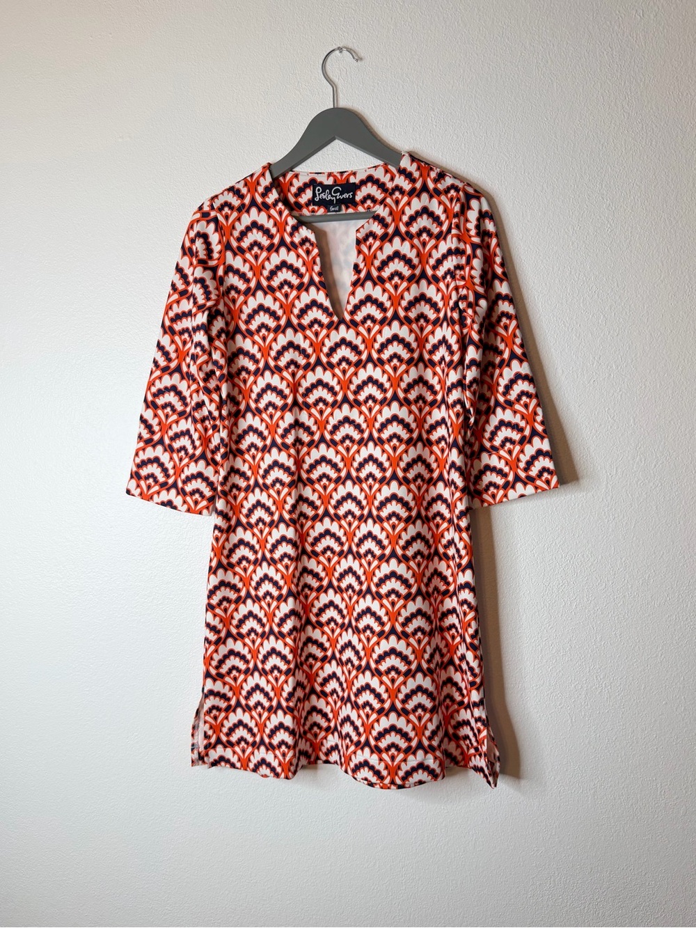 Lesley Evers Maeve Dress Tunic Retro Mod designer Geometric shell - size S